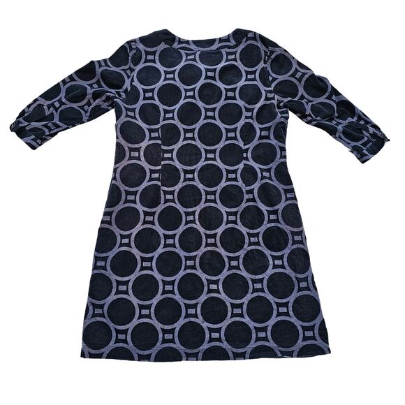 Corduroy Dress Boden Size M Black Gray Circle Print Button Crop Sleeve Pockets - Picture 8 of 9